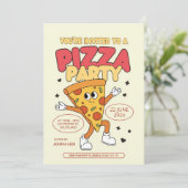 編集可能なピザパーティーバースデー招待状テンプレート 招待状 (スタンド正面)