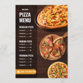 編集可能なピザメニュー ピザリア レストランメニュー メニュー (正面)
