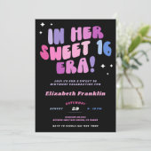 編集可能なピンクとパープルのサテン スイート 16 時代 招待状 (スタンド正面)