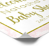 編集可能なピンクのスワンパーティーウェルカムサイン ポスター (角)