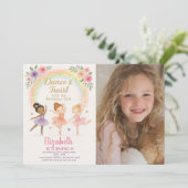 編集可能なピンクのダンスパーティー招待状(女の子向け) 招待状 (スタンド正面)