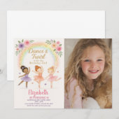 編集可能なピンクのダンスパーティー招待状(女の子向け) 招待状 (正面/裏面)