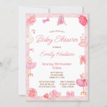 編集可能なピンクのチュチュバレリーナ招待状