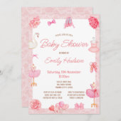 編集可能なピンクのチュチュ バレリーナの招待状 招待状 (正面/裏面)