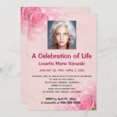 編集可能なピンクのバラの写真　人生の祝い 招待状 (正面/裏面)