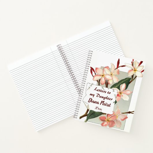 編集可能なピンクのプルメリアの手紙を娘に ノートブック (内部)