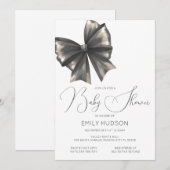 編集可能なピンクの蝶結びコケッタ招待状 招待状 (正面/裏面)