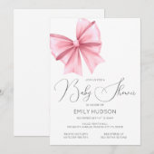 編集可能なピンクの蝶結び コケッタ招待状 招待状 (正面/裏面)