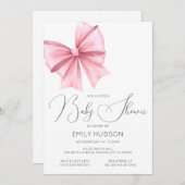 編集可能なピンクの蝶結び コケッティー招待状 招待状 (正面/裏面)