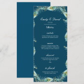 編集可能なピーコック メニュー, 結婚式のメニュー, ベビーシャワーのメニュー メニュー (正面/裏面)