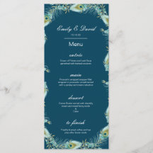 編集可能なピーコック メニュー, 結婚式のメニュー, ベビーシャワーのメニュー