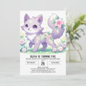 編集可能なファンタジーオオカミデジタル誕生日 招待状 (スタンド正面)