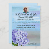 編集可能なフォトアジサイお祝いの生活 招待状 (正面/裏面)