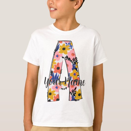 編集可能なフォトアルファベット文字A パーソナライズされた Tシャツ (正面)