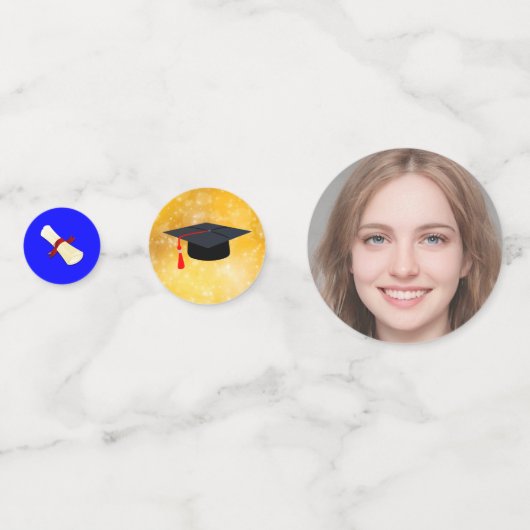 編集可能なフォト卒業テーブル紙吹雪 コンフェッティ (裏面)