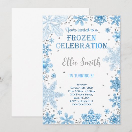 編集可能なフリーズド・バースデー・招待状 招待状 (正面/裏面)