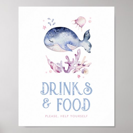 編集可能なフードとドリンクの海記号 ポスター (正面)