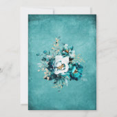 編集可能なブライダルシャワーティール(緑がかった色)と金ゴールド 招待状 (裏面)