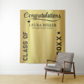 編集可能なブラックとゴールドの卒業写真用背景 タペストリー (インサイチュ)