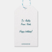 編集可能なブルーティーカップとバラ茶バッグポーチ ギフトタグ (裏面)