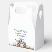 編集可能なブルーバイクのダートバイク、誕生日パーティー フェイバーボックス (オープン)