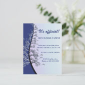 編集可能なブルーファミリーツリーの採用お祝い インビテーションポストカード (スタンド正面)