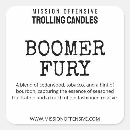 編集可能なブーマージョークキャンドルラベル スクエアシール (正面)