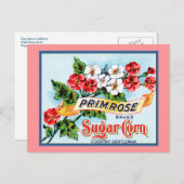 編集可能なプリムローズフラワーズヴィンテージクラートアート ポストカード (正面/裏面)