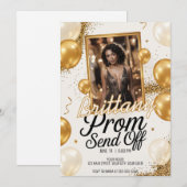 編集可能なプロム送別会 ゴールド スパークリング グリッター 招待状 (正面/裏面)