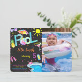 編集可能なプールの誕生日写真招待状 招待状 (スタンド正面)