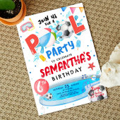 編集可能なプールパーティー誕生日パーティーの招待 招待状