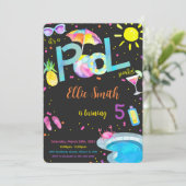 編集可能なプール誕生日招待 招待状 (スタンド正面)