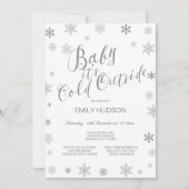 編集可能なベビーそれが寒い外の赤ちゃんシャワー 招待状 (正面)