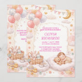 編集可能なベビーシャワー招待状テンプレート 招待状 (正面/裏面)