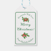 編集可能なホリデーシーズンお菓子ラベル クリスマスギフト グリーン メリークリスマス ギフトタグ (正面)