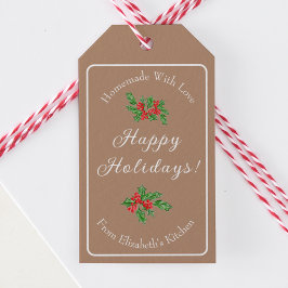 編集可能なホリデーシーズン　ギフト用ブラウン　ハッピー・ホリデー ギフトタグ