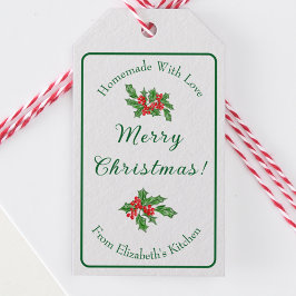 編集可能なホリデーシーズン ラッピングギフト グリーン メリークリスマス ギフトタグ