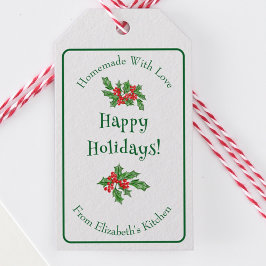 編集可能なホリデーシーズン ラッピングギフト グリーン メリークリスマス ギフトタグ