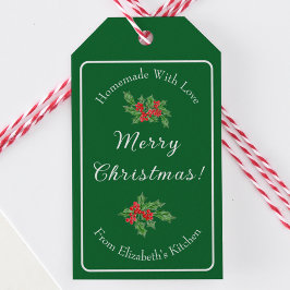 編集可能なホリデーシーズン ラッピングギフト グリーン メリークリスマス ギフトタグ