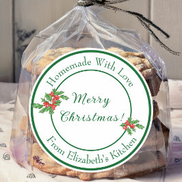 編集可能なホリデー ベーキング ギフト グリーン メリー クリスマス ラウンドシール