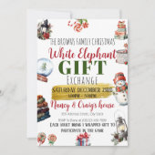 編集可能なホワイトエレファントギフト交換招待状 シーズンカード (正面)