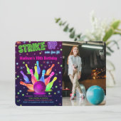 編集可能なボウリング写真招待状 招待状 (スタンド正面)