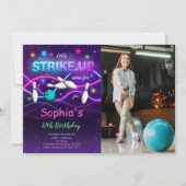 編集可能なボウリング写真招待状 招待状 (正面)