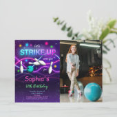 編集可能なボウリング写真招待状 招待状 (スタンド正面)