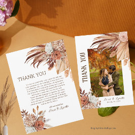 編集可能なボヘミアンスタイルの結婚式の写真を使った感謝カード サンキューカード