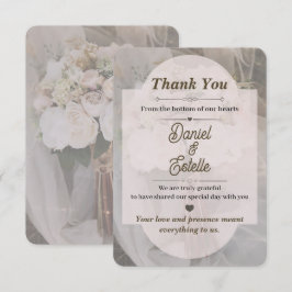 編集可能なボヘミアン風ニュートラルな結婚式のお礼カード サンキューカード