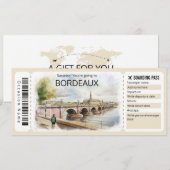 編集可能なボルドー航空券, フランス旅行 招待状 (正面/裏面)