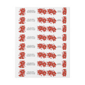 編集可能なポインセチアのクリスマス季節のごあいさつ ラップアラウンドラベル (シート)