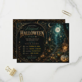編集可能なマジカル・ハロウィンナイト招待状 | インビテーションポストカード