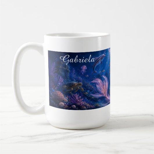 編集可能なマリーナの魔法の人魚ファンタジーマグカップ コーヒーマグカップ (左)
